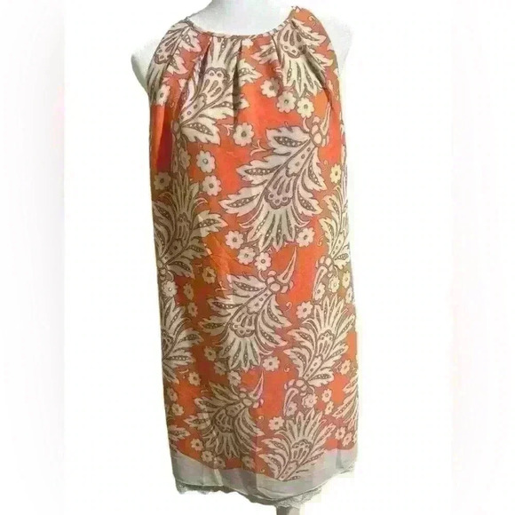 LOFT Floral Print Lace Bottom Halter Dress Size 6 Back Keyhole Zip Closure laced - Picture 1 of 8